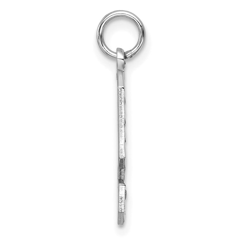 14k White Goldw Large Brushed Diamond-cut  Number 9 Charm