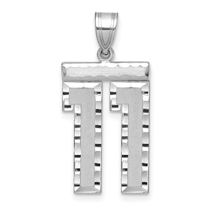 14k White Goldw Large Brushed Diamond-cut Number 11 Charm