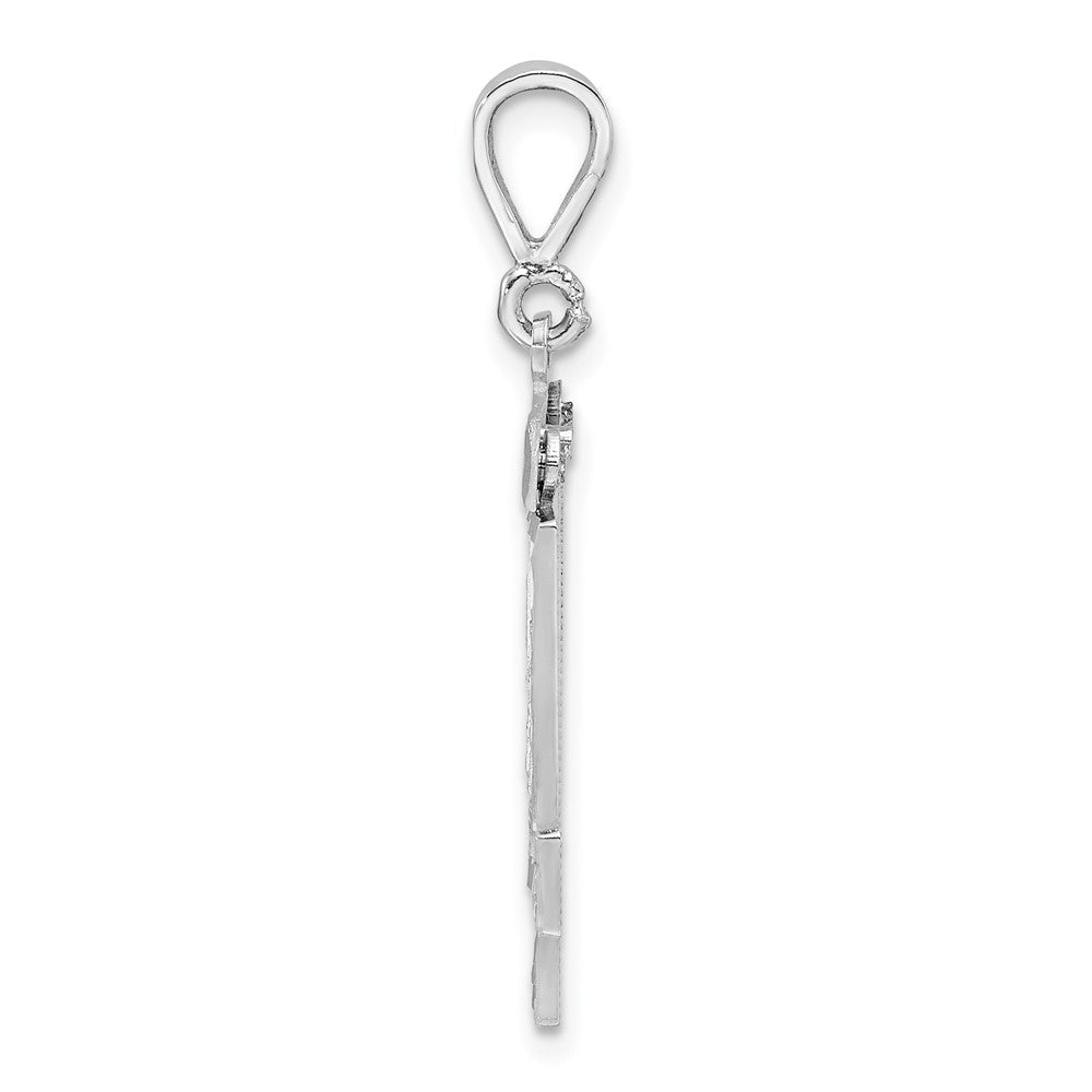 14k White Goldw Large Brushed Diamond-cut Number 14 Charm