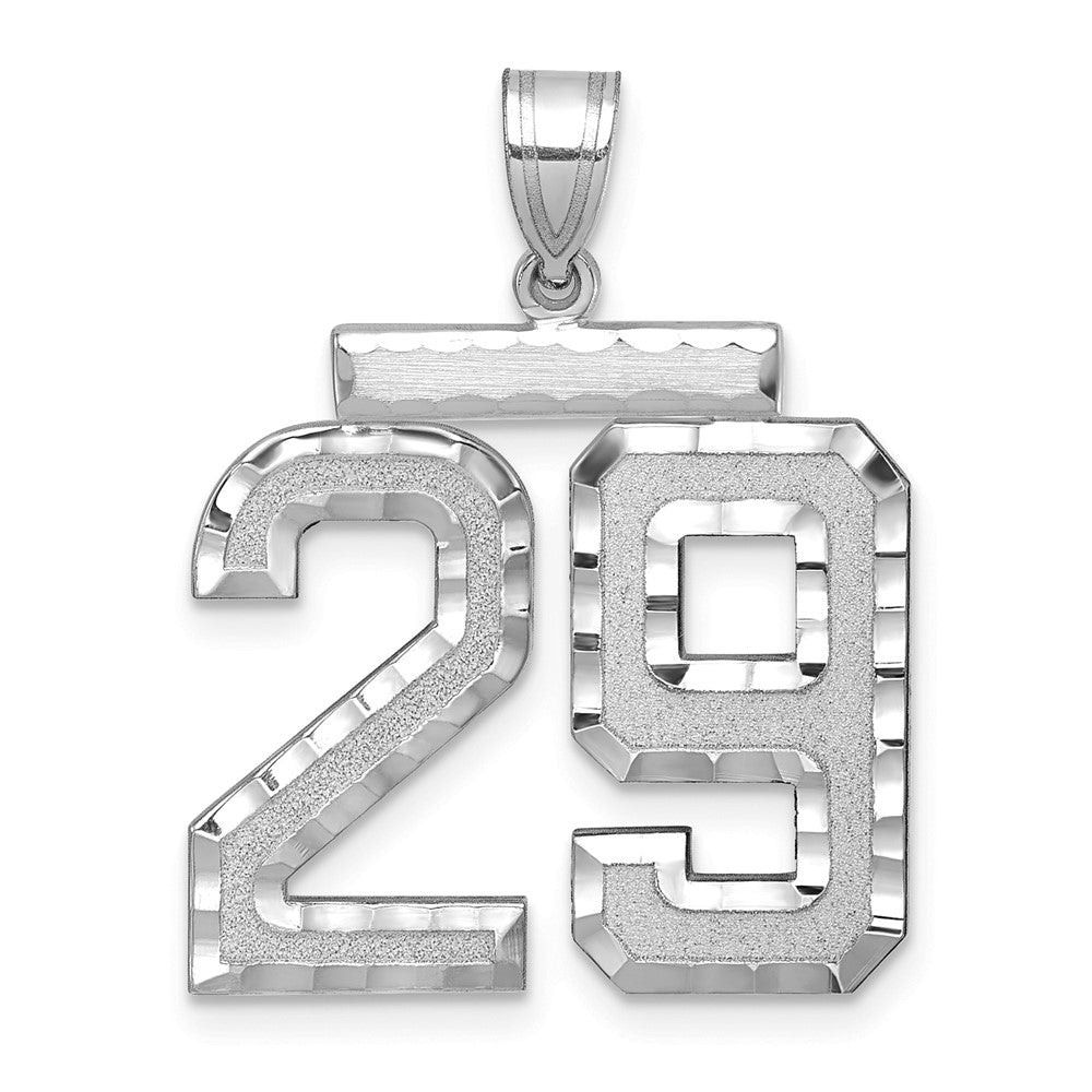 14k White Goldw Large Brushed Diamond-cut Number 29 Charm