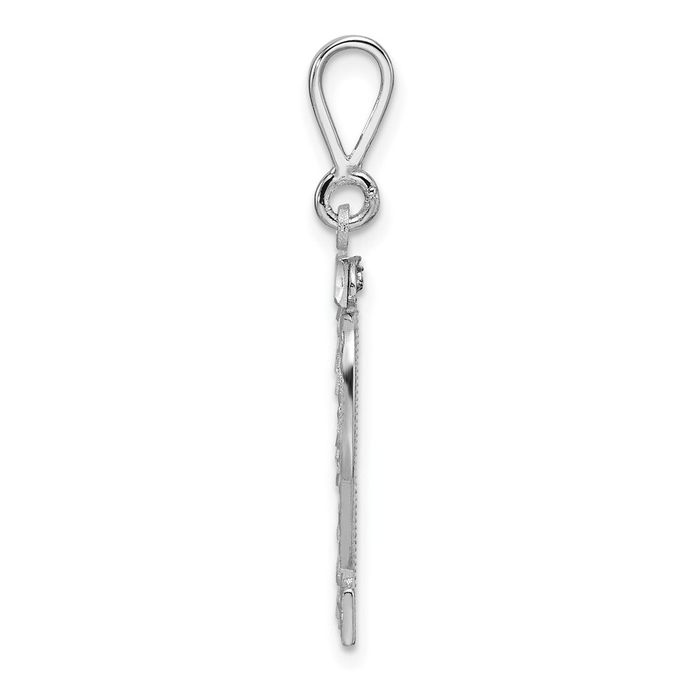 14k White Goldw Large Brushed Diamond-cut Number 32 Charm