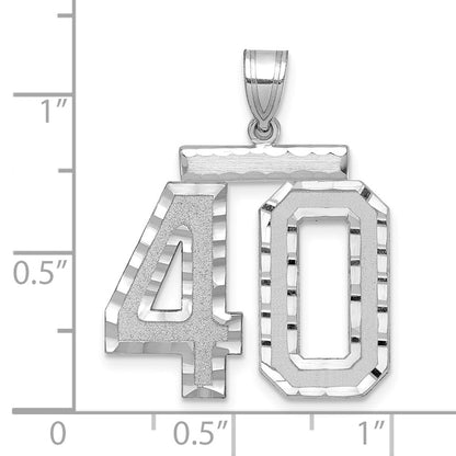 14k White Goldw Large Brushed Diamond-cut Number 40 Charm