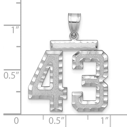 14k White Goldw Large Brushed Diamond-cut Number 43 Charm