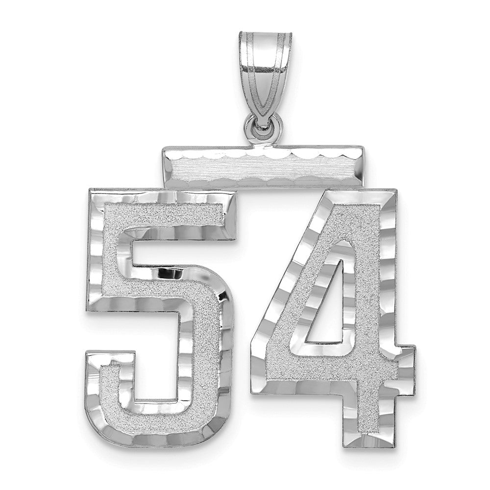 14k White Goldw Large Brushed Diamond-cut Number 54 Charm