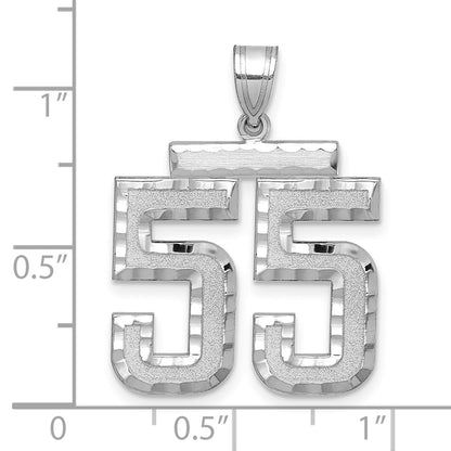 14k White Goldw Large Brushed Diamond-cut Number 55 Charm