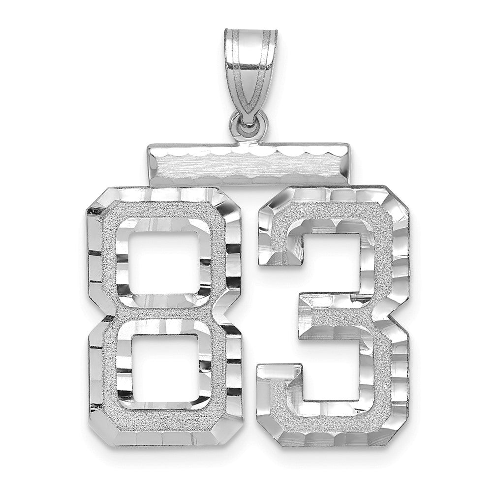 14k White Goldw Large Brushed Diamond-cut Number 83 Charm
