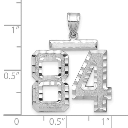 14k White Goldw Large Brushed Diamond-cut Number 84 Charm