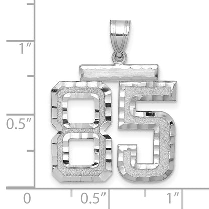 14k White Goldw Large Brushed Diamond-cut Number 85 Charm