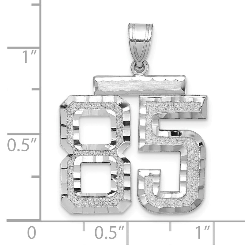 14k White Goldw Large Brushed Diamond-cut Number 85 Charm