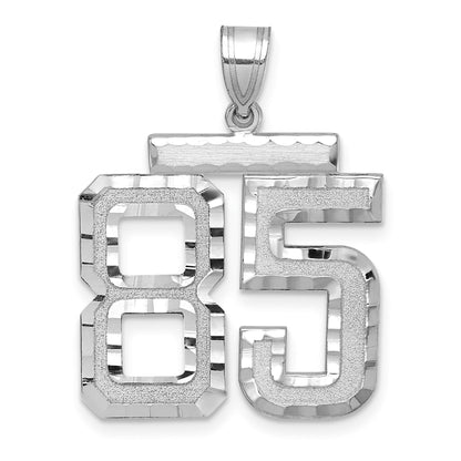 14k White Goldw Large Brushed Diamond-cut Number 85 Charm