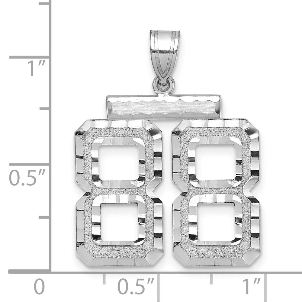14k White Goldw Large Brushed Diamond-cut Number 88 Charm