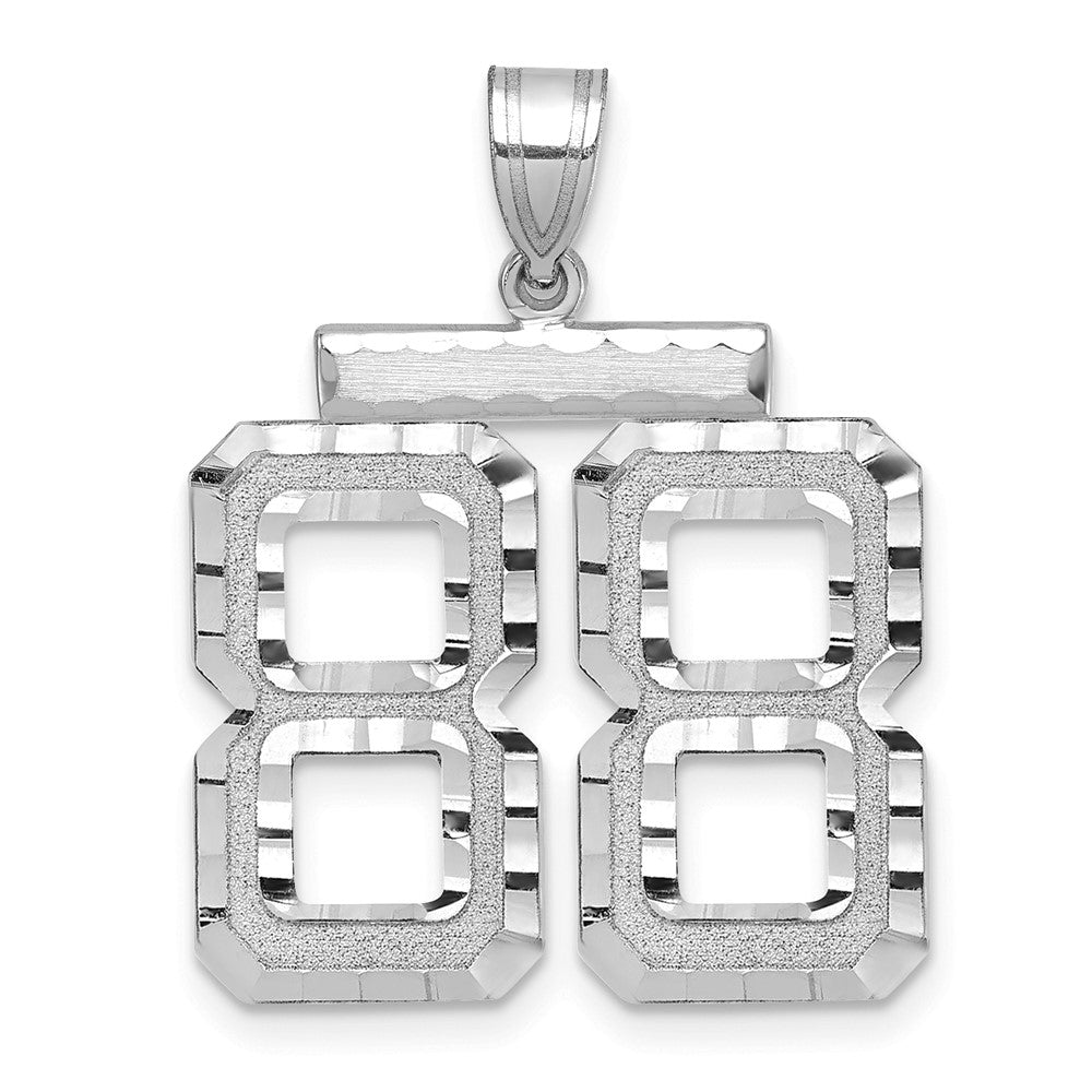 14k White Goldw Large Brushed Diamond-cut Number 88 Charm