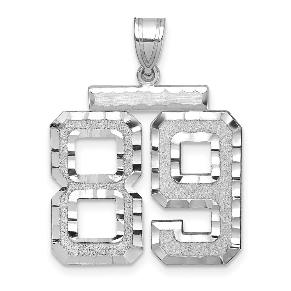 14k White Goldw Large Brushed Diamond-cut Number 89 Charm