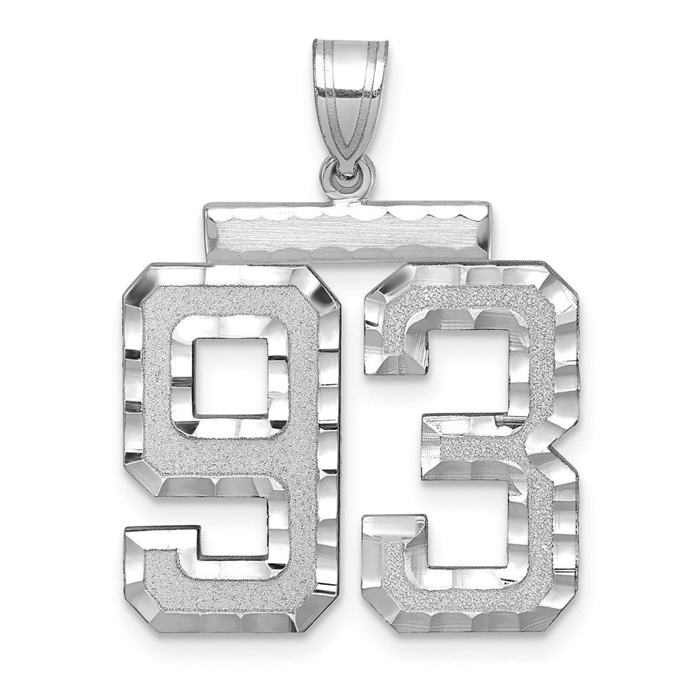 14k White Goldw Large Brushed Diamond-cut Number 93 Charm
