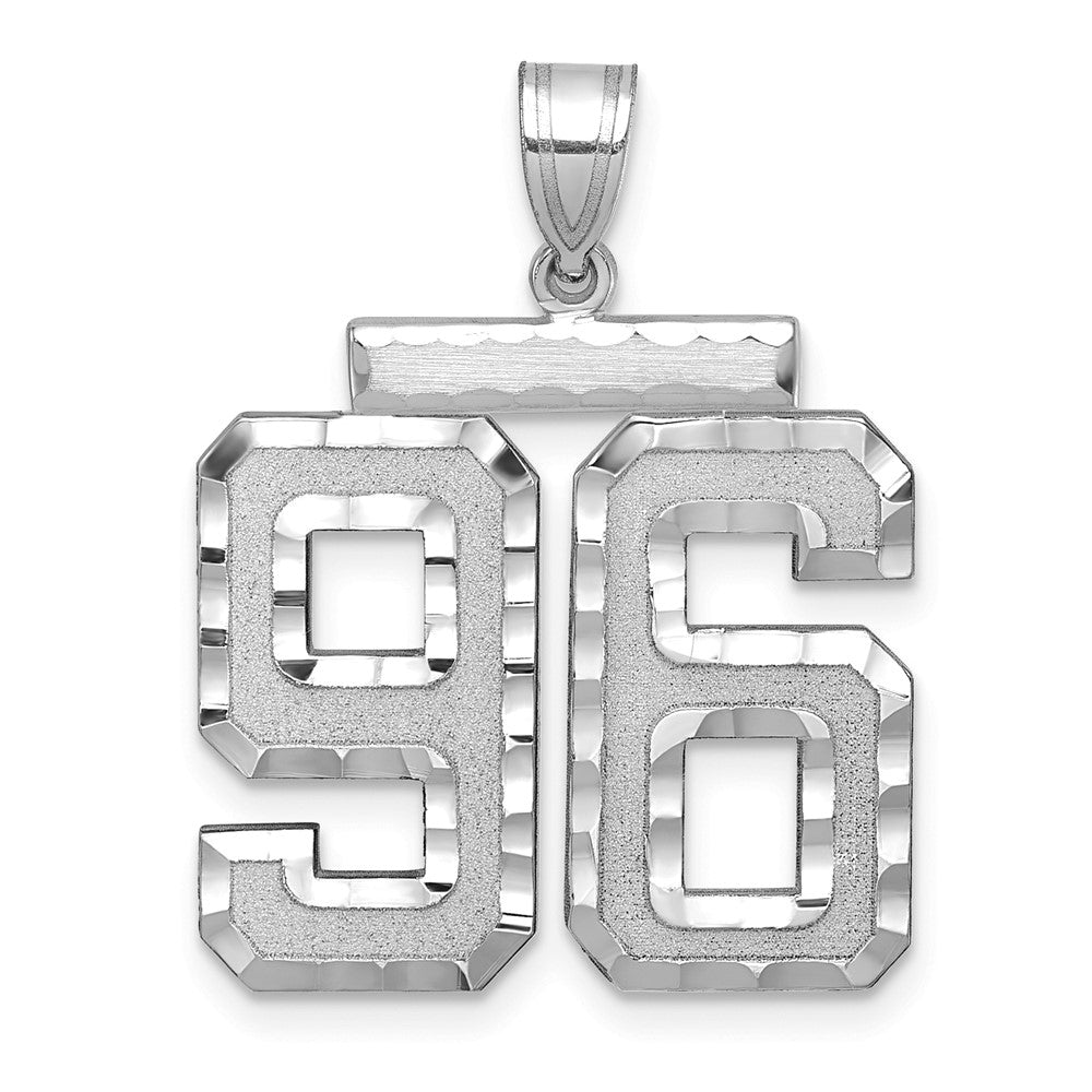 14k White Goldw Large Brushed Diamond-cut Number 96 Charm