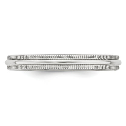 Solid 10K White Gold 3mm Milgrain Half Round Men's/Women's Wedding Band Ring Size 13