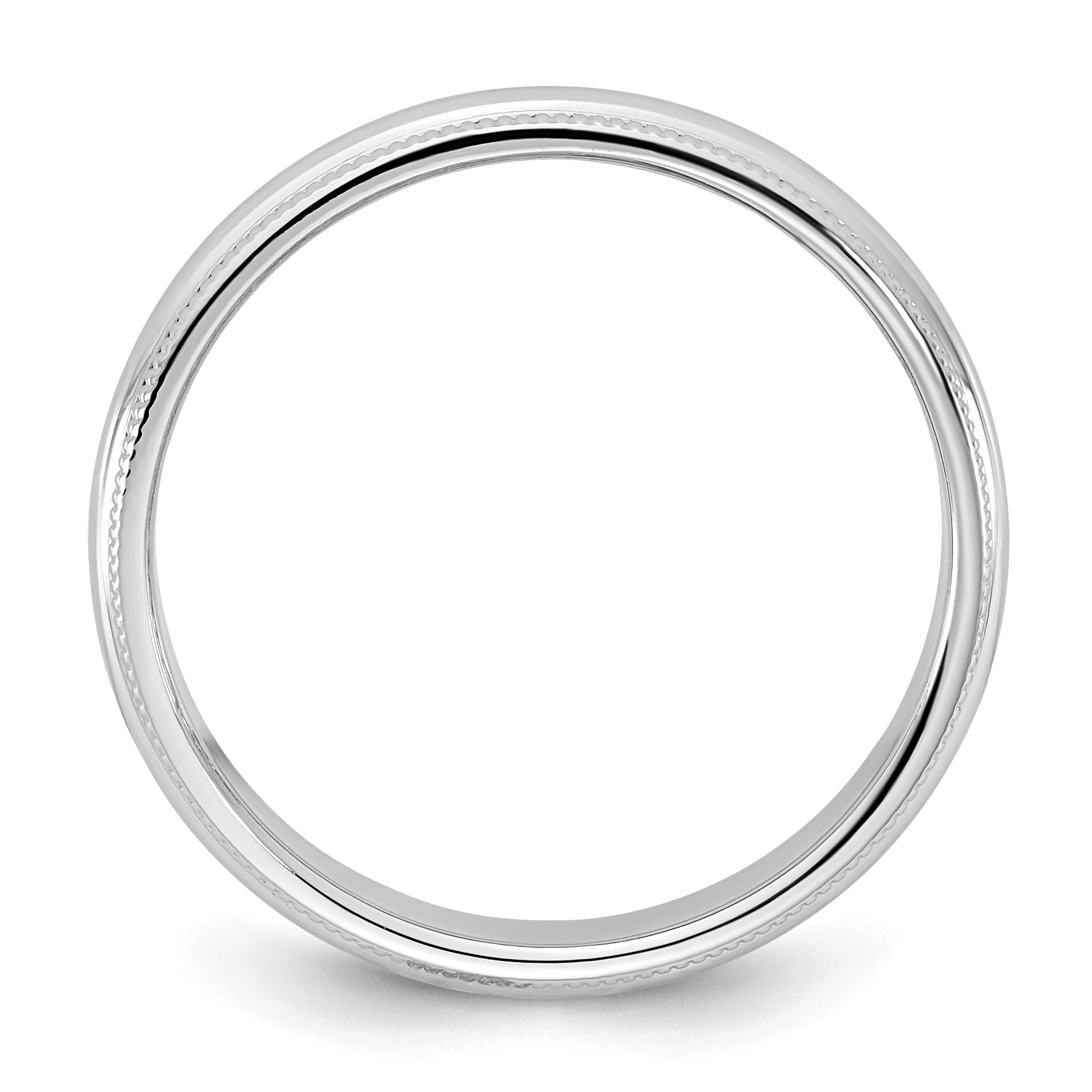 10K White Gold 10Kw 3.5mm Milgrain Half Round Band Size 10