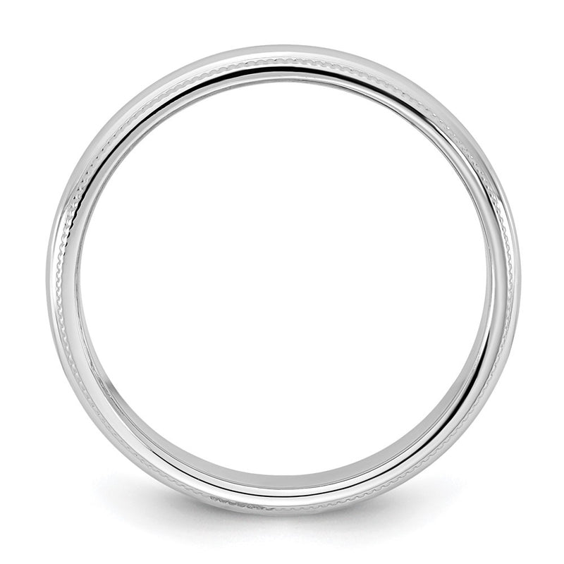 10K White Gold 10Kw 3.5mm Milgrain Half Round Band Size 8.5