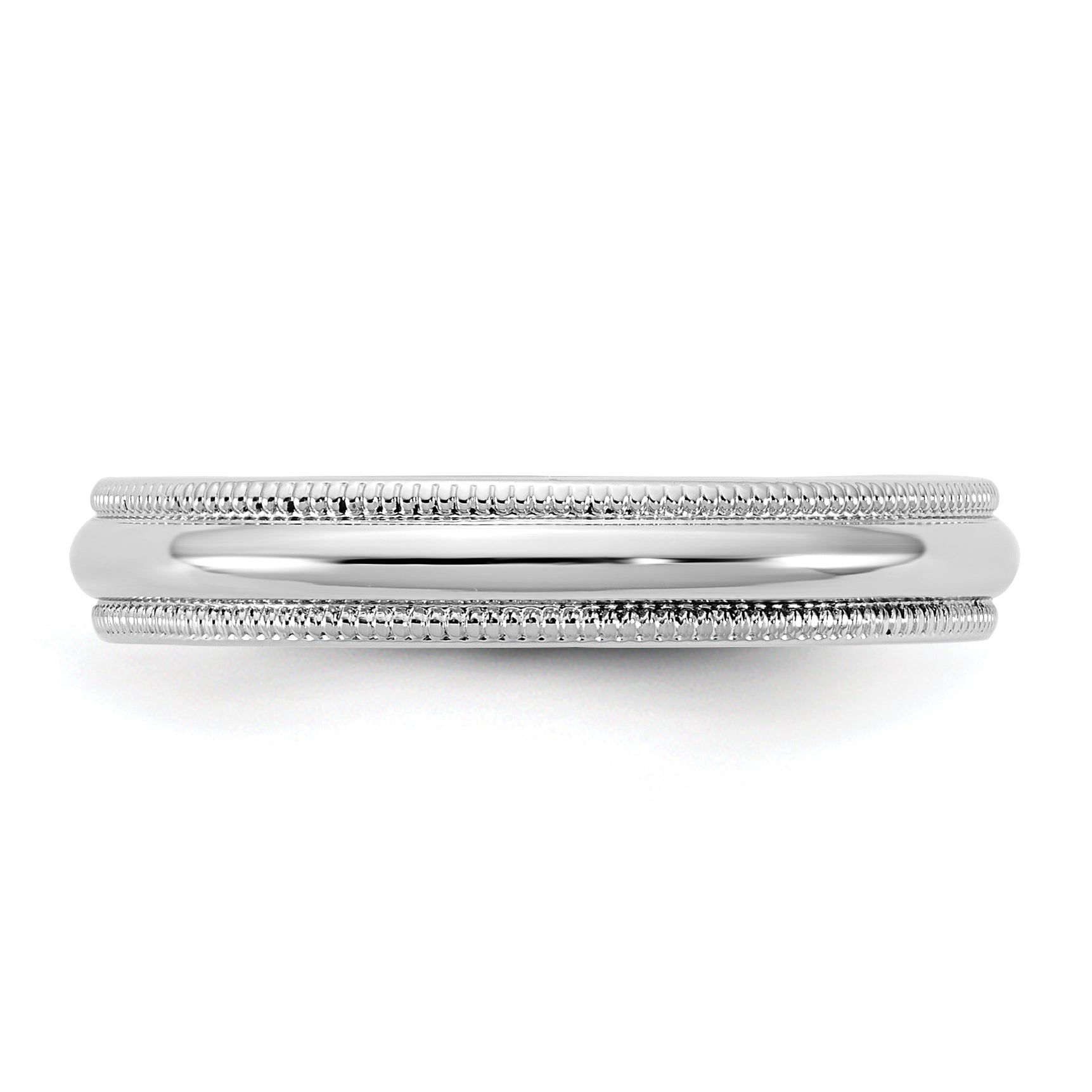 10K White Gold 10Kw 3.5mm Milgrain Half Round Band Size 10