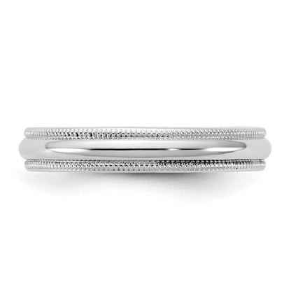 10K White Gold 10Kw 3.5mm Milgrain Half Round Band Size 10