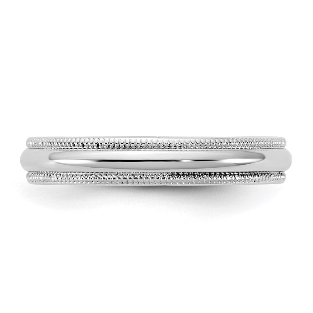 10K White Gold 10Kw 3.5mm Milgrain Half Round Band Size 13