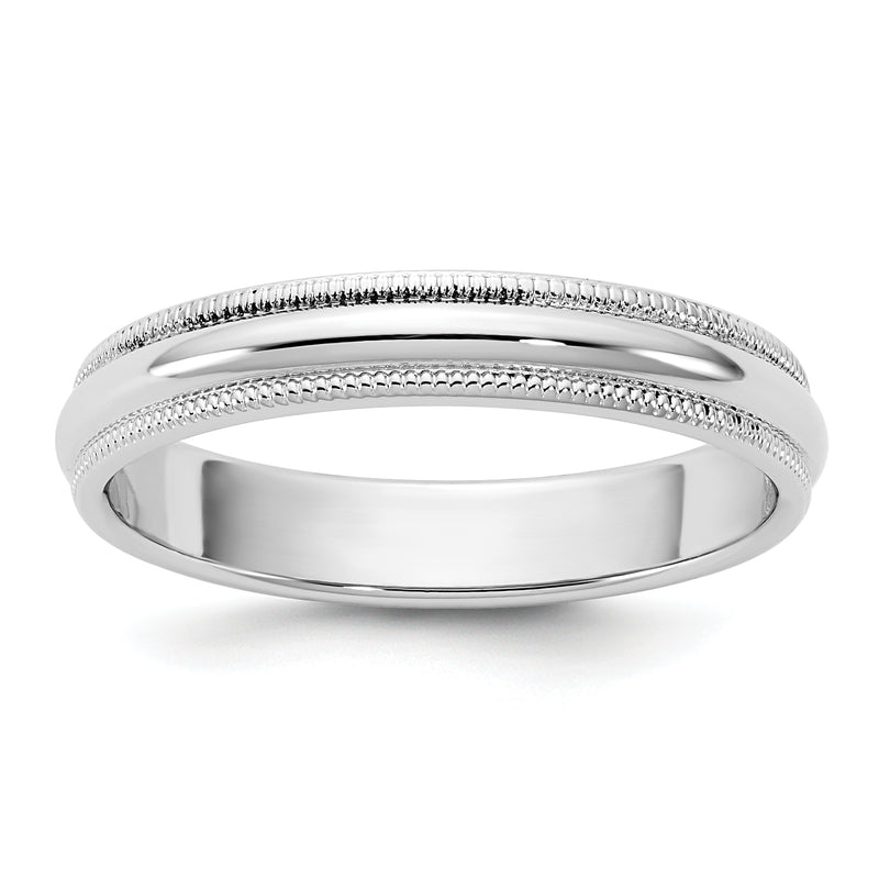 10K White Gold 10Kw 3.5mm Milgrain Half Round Band Size 11