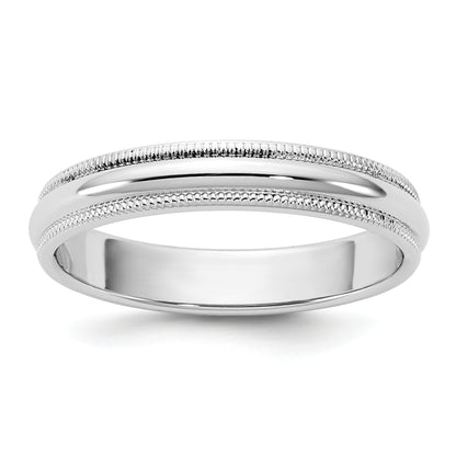10K White Gold 10Kw 3.5mm Milgrain Half Round Band Size 10