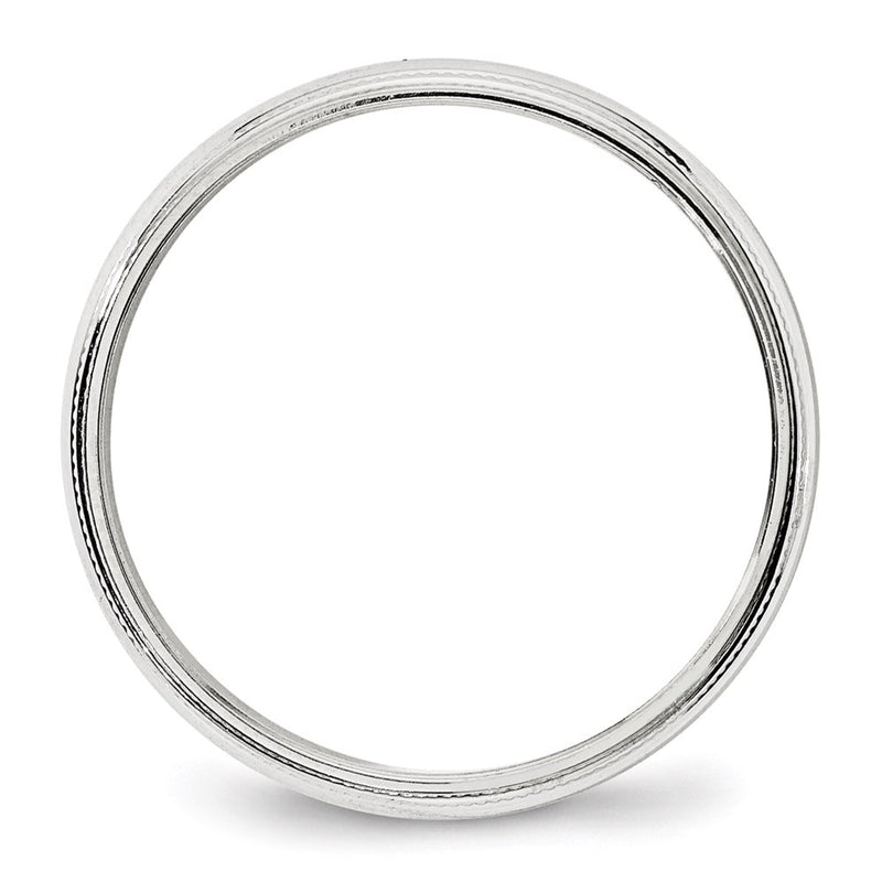 14k White Gold 4mm Milgrain Half Round Wedding Band Ring