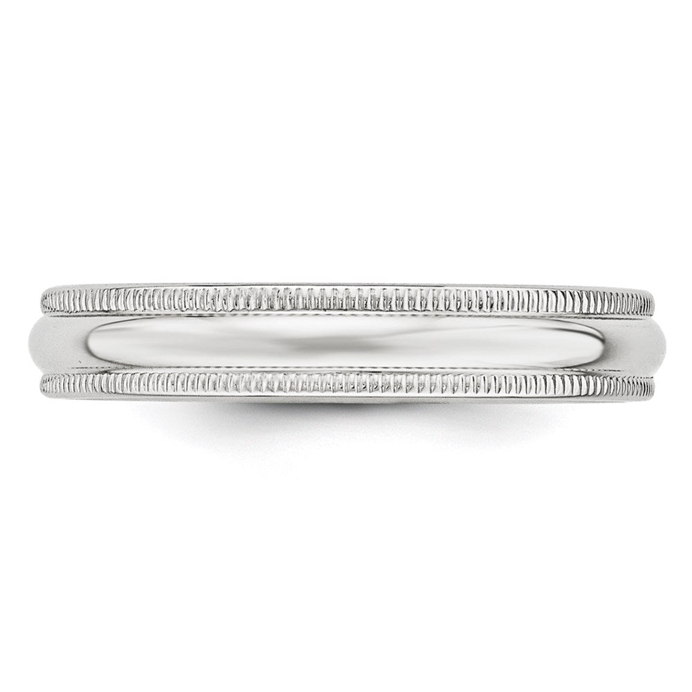 14k White Gold 4mm Milgrain Half Round Wedding Band Ring