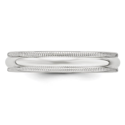 14k White Gold 4mm Milgrain Half Round Wedding Band Ring