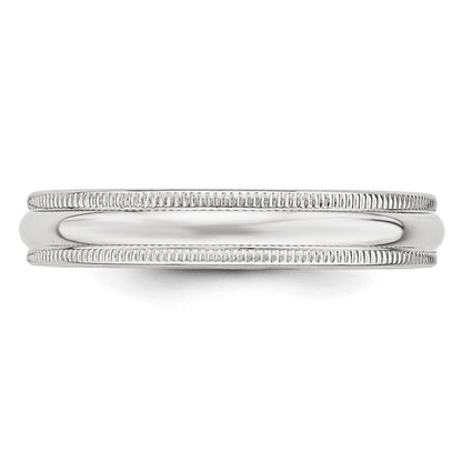 18k White Gold 4mm Milgrain Half Round Wedding Band Ring