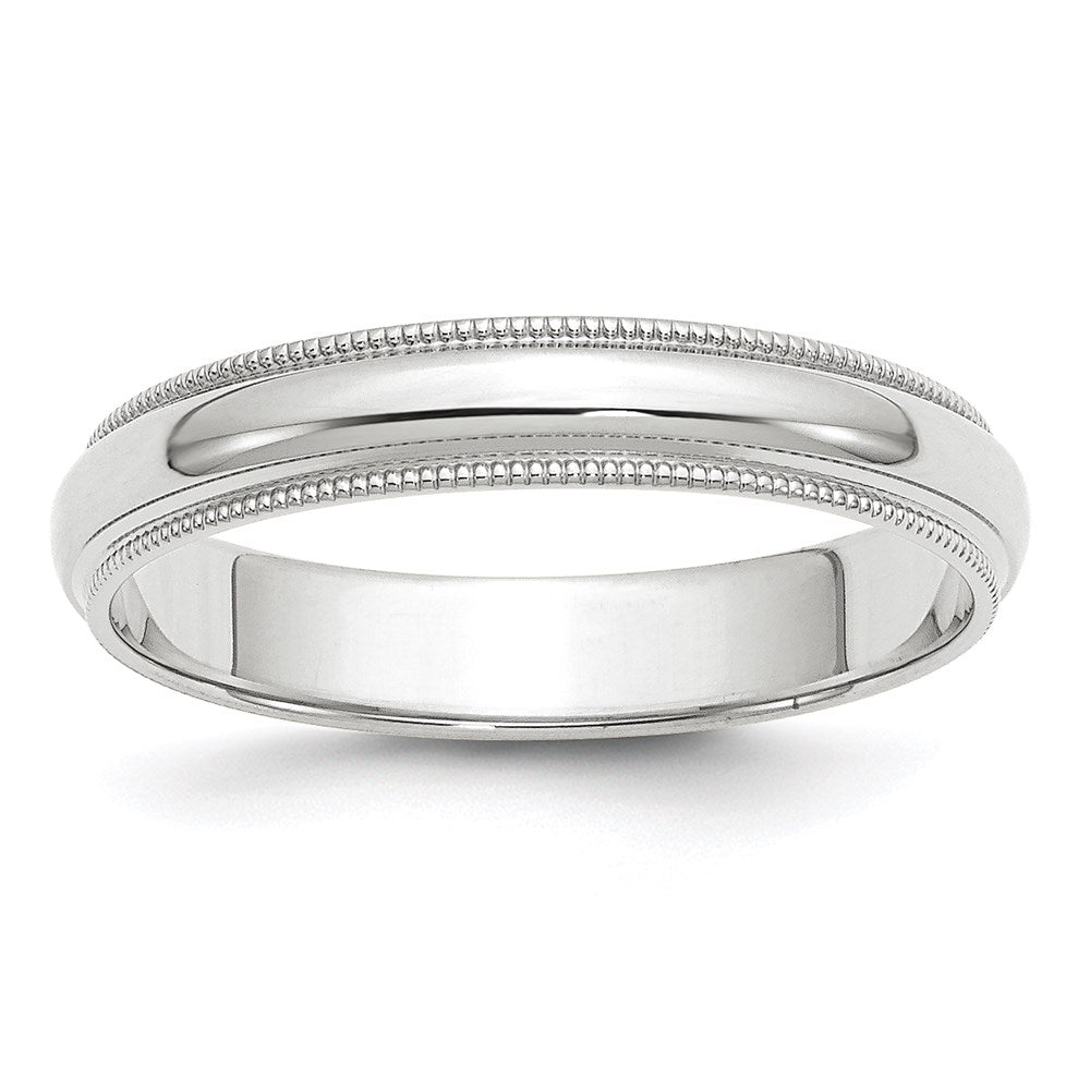 18k White Gold 4mm Milgrain Half Round Wedding Band Ring