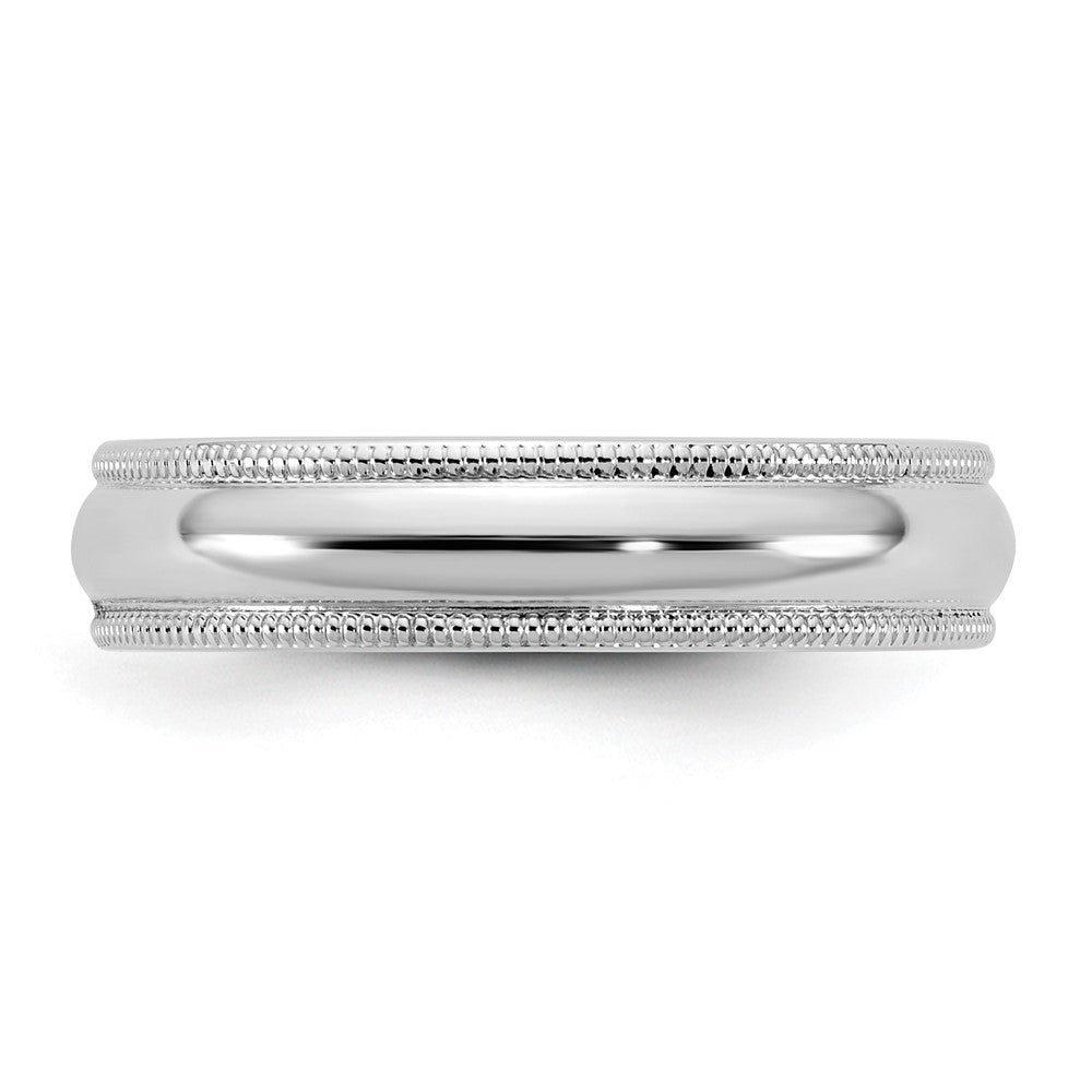 10K White Gold 10Kw 4.5mm Milgrain Half Round Band Size 4.5