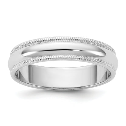 10K White Gold 10Kw 4.5mm Milgrain Half Round Band Size 9