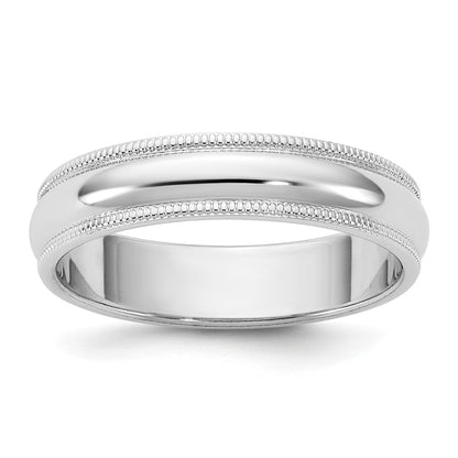 10K White Gold 10Kw 4.5mm Milgrain Half Round Band Size 4.5