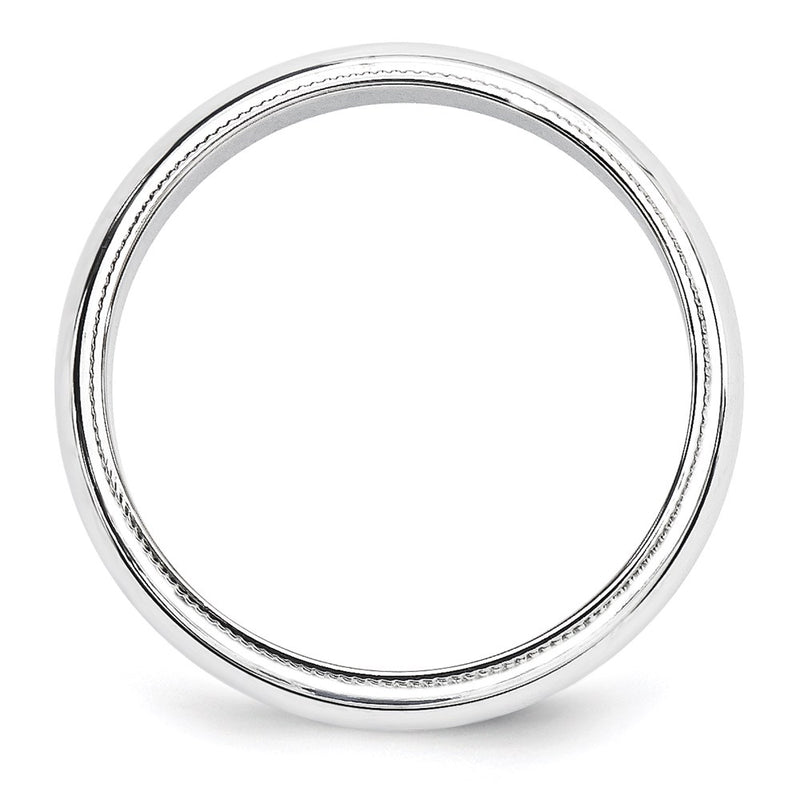 14k White Gold 5mm Milgrain Half Round Wedding Band Ring