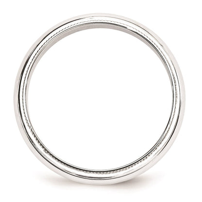 18k White Gold 5mm Milgrain Half Round Wedding Band Ring