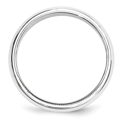 10k White Gold 5mm Milgrain Half Round Wedding Band Ring