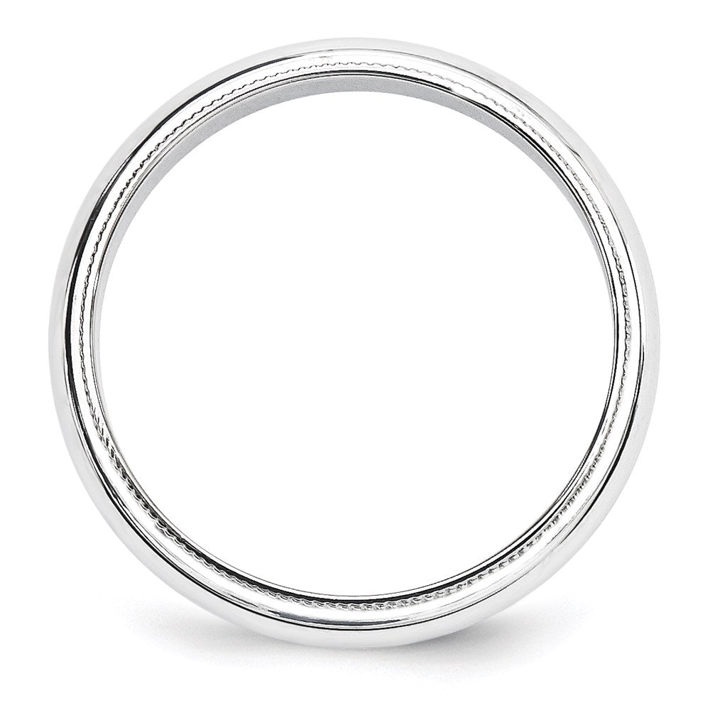 18k White Gold 5mm Milgrain Half Round Wedding Band Ring