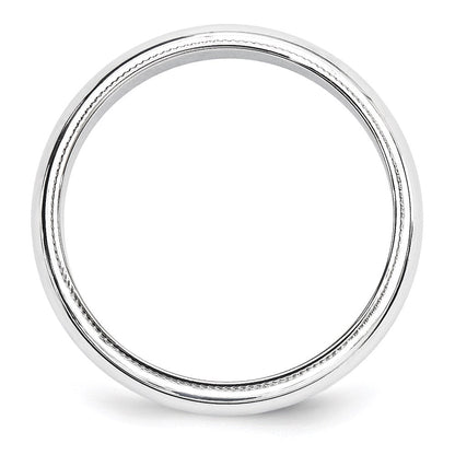 18k White Gold 5mm Milgrain Half Round Wedding Band Ring