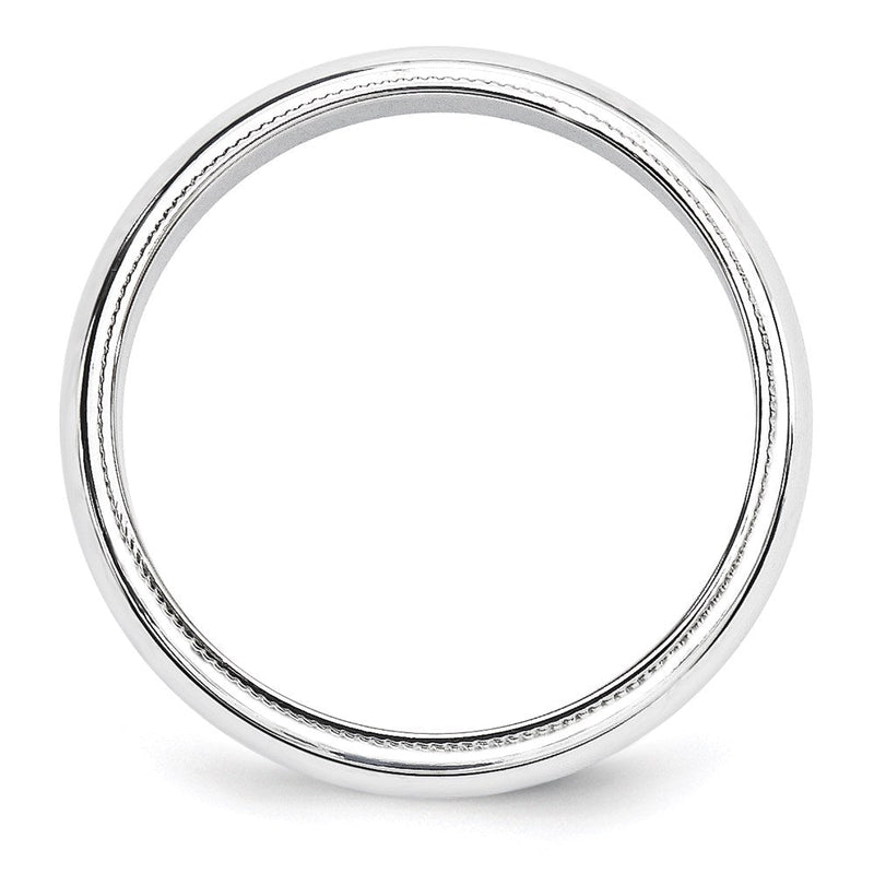 18k White Gold 5mm Milgrain Half Round Wedding Band Ring