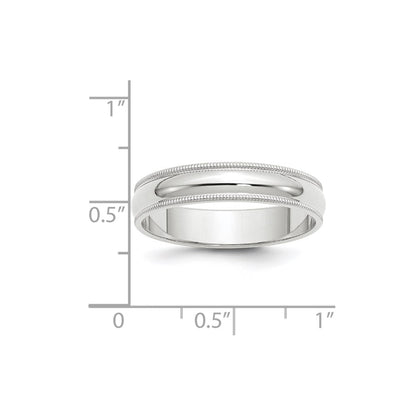 10k White Gold 5mm Milgrain Half Round Wedding Band Ring