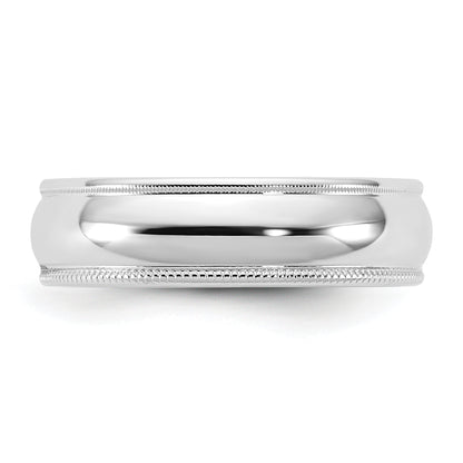 10K White Gold 10Kw 5.5mm Milgrain Half Round Band Size 4.5