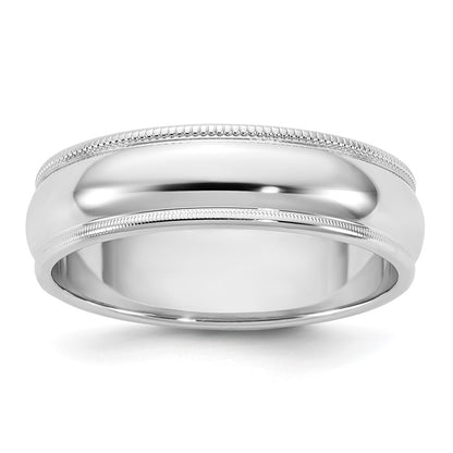 10K White Gold 10Kw 5.5mm Milgrain Half Round Band Size 9