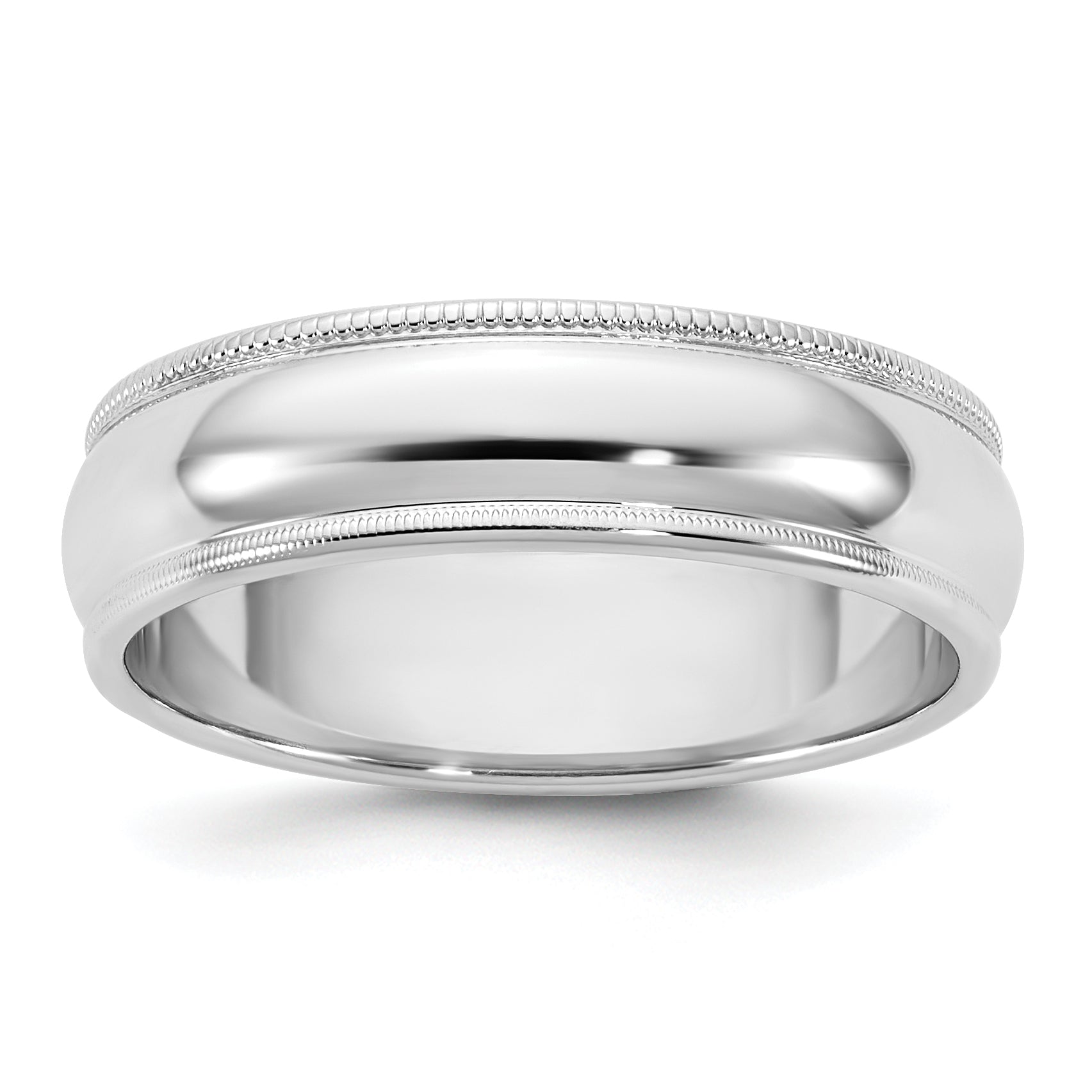 10K White Gold 10Kw 5.5mm Milgrain Half Round Band Size 4.5