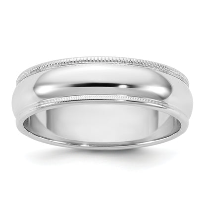 10K White Gold 10Kw 5.5mm Milgrain Half Round Band Size 4.5