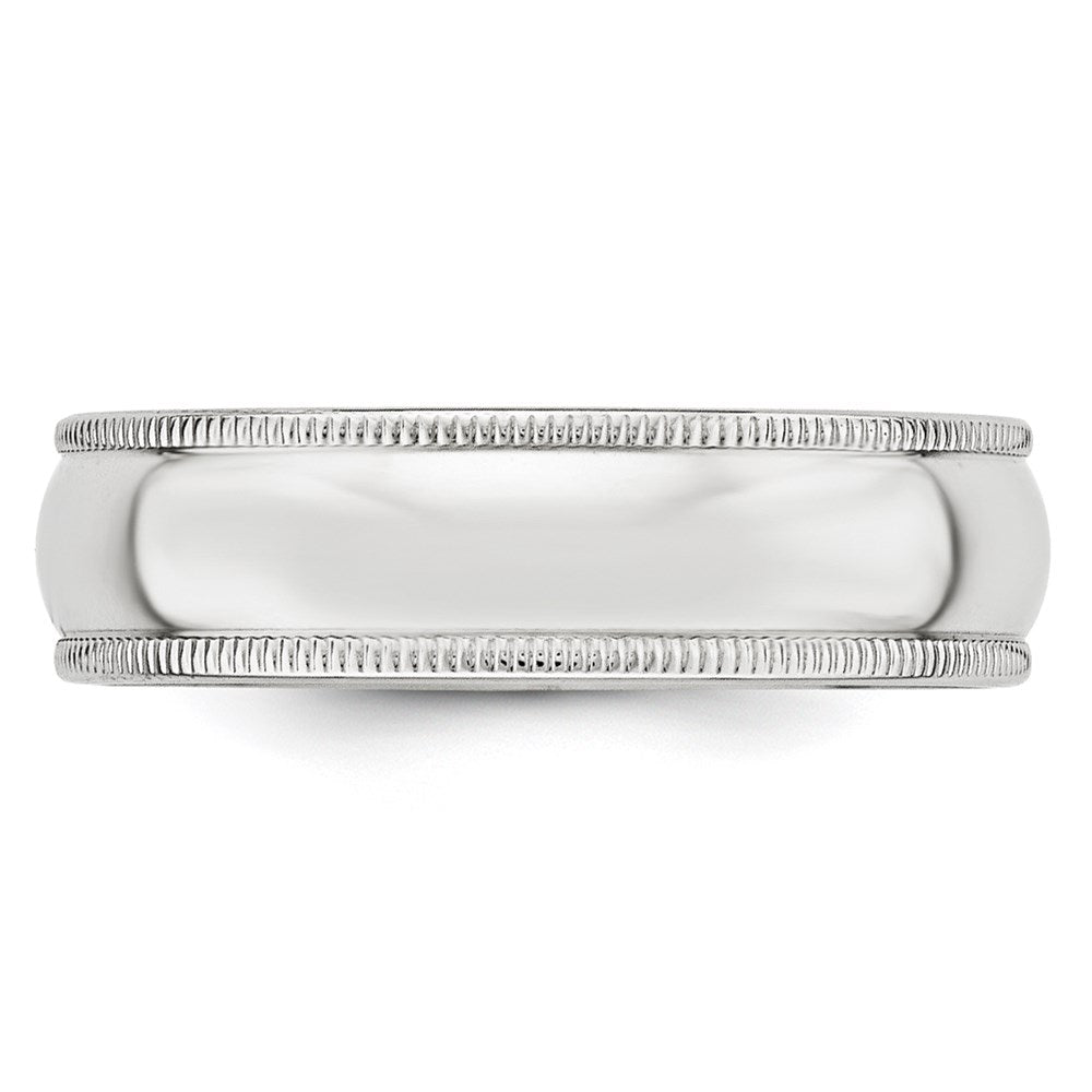 10k White Gold 6mm Milgrain Half Round Wedding Band Ring