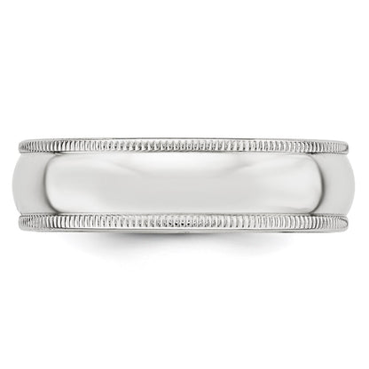 10k White Gold 6mm Milgrain Half Round Wedding Band Ring