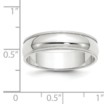 Solid 14K White Gold 6mm Milgrain Half Round Men's/Women's Wedding Band Ring Size 13.5