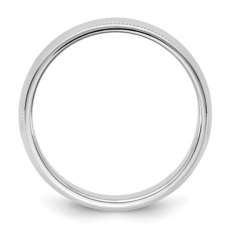 10K White Gold 10Kw 6.5mm Milgrain Half Round Band Size 9.5